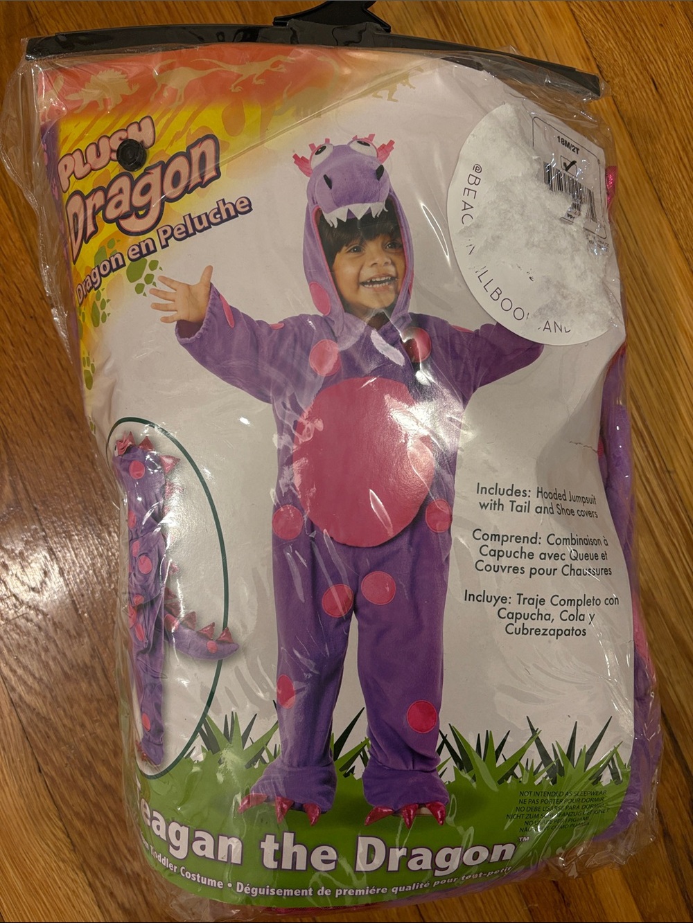 Koala Kids Purple and Pink Plush Dragon Costume, size 18 months - 2T
